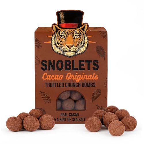 Snoblets Dusted Chocolate Truffles with Crunchy Cereal Centre 126g 30% Cacao Milk Chocolate Truffles | Luxury Gourmet Chocolate with Sea Salt | Indulgent Gift Treat