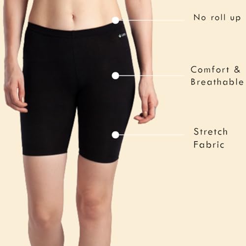 Image of Lavos Women Under Dress Sports Cycling Shorts, Bamboo Cotton Activewear Yoga Gym Workout Anti-Bacterial Uniform, Elastic Mid Waist Shorties Tights for Womens and Young Ladies