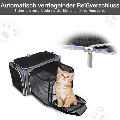 BAGLHER Cat Carrier Bag,Airline Approved Pet Carrier Soft Side Pet Travel 5 Sides Open Doors 3 Sides Expandable Foldable Dog Carrier with Fleece Pad - Image 4