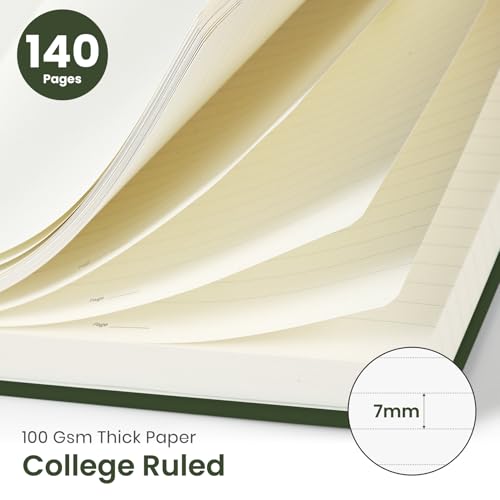 Image of Taja Lined Spiral Journal Notebook for Women & Men, 140 Pages, College Ruled Hardcover Notebook for Work & Note Taking, Journals for Writing, A5(5.7 inch x 7.9 inch) - Dark Olive Green
