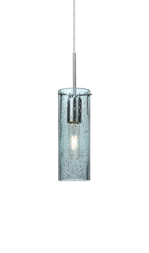 Besa 1JT-JUNI10BL-SN Transitional One Light Pendant from Juni Collection in Pewter, Nickel, Silver Finish, 3.50 inches, Blue