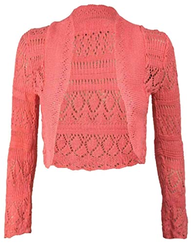 Womens Long Sleeve Crochet Bolero Shrug Ladies Open Front Knitted Cropped Cardigan
