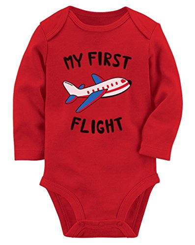 Tstars My First Flight Funny Vacation Holiday Baby Boy/Girl Baby Long Sleeve Bodysuit