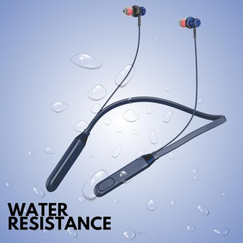 Image of Spark411 Bluetooth Neckband, 30-Hour Battery Life, IPX5 Water Resistant, High Bass, Blue (Blue)