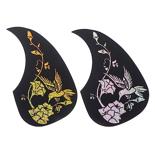 BESPORTBLE 2Pcs Acoustic Guitar Pickguard Scratch Hummingbird and Water Drop Design Lightweight Durable Electric Guitar Protection Easy to Install
