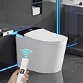 Smart Toilet with Bidet Built in, 360° Siphon Auto Flush & Automatic Lid, One Piece Toilet for Bathrooms with LED Display, Heated Seat, Warm Water, Dryer, Foam Shield, Night Light, 12" Rough-in