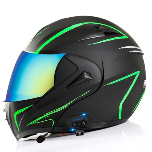 Sicurezza del casco da moto Bluetooth: Il casco da moto Bluetooth modulare anteriore ribaltabile è conforme agli standard di sicurezza ECE R22.05/DOT FMVSS-218 ed è approvato per la circolazione stradale in Europa e negli Stati Uniti. Quindi è possibile utilizzarlo in tutta sicurezza.