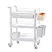 Chariot Robuste à 3 Étagères avec Tiroirs Et Roues, Chariot à Roulettes Abs Salon de Beauté avec Double Seau à Saleté, Jusqu'À 150Kg / Blanc / 65 * 45 * 98Cm, PIBM, Blanc, 54 * 37 * 98Cm