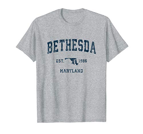 Bethesda Maryland MD Vintage Sports Design Navy Print T-Shirt