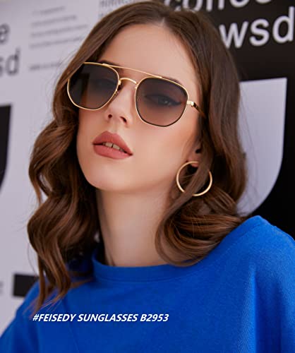 FEISEDY Sunglasses Aviator Men Women 70s Sun Glasses Square Frame UV400 Protection B29533