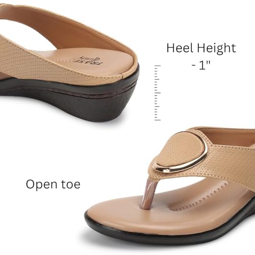 Image of TRASE Women's Fashion Sandal | Faux Leather, Comfortable & Stylish Wedges | Ideal for Casual & Formal Occasions 2 inches heel
