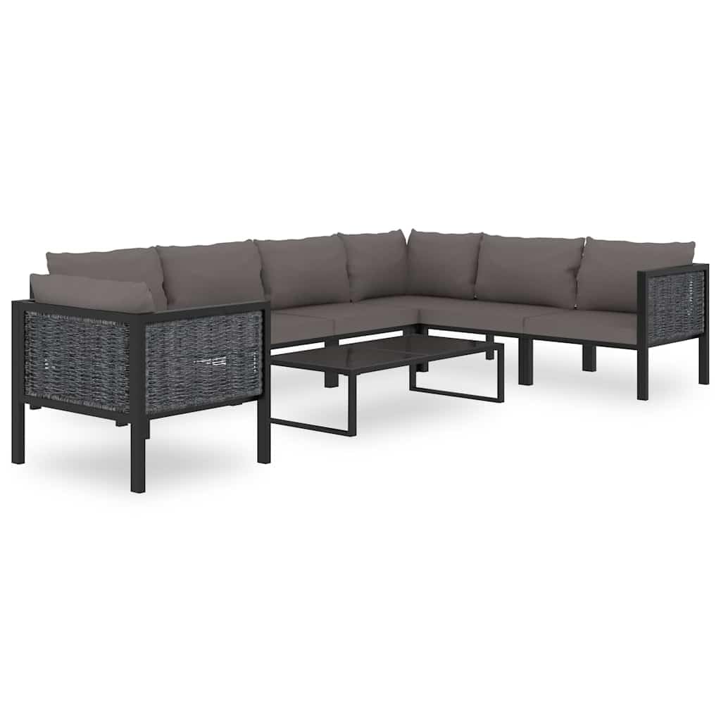 Divano lounge resistente alle intemperie per interni ed esterni, elemento angolare per divano modulare da esterni, in polyrattan, con cuscino confortevole e bracciolo sinistro in antracite