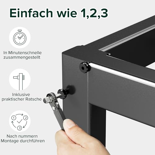 Zinus Elias Bettgestell 140x200 cm - Metallbett 140x200 mit Metall-Lattenrost - 36 cm Hohe Plattform mit Freiraum Darunter - Kein Boxspringbett Erforderlich - Einfache Montage - Schwarz