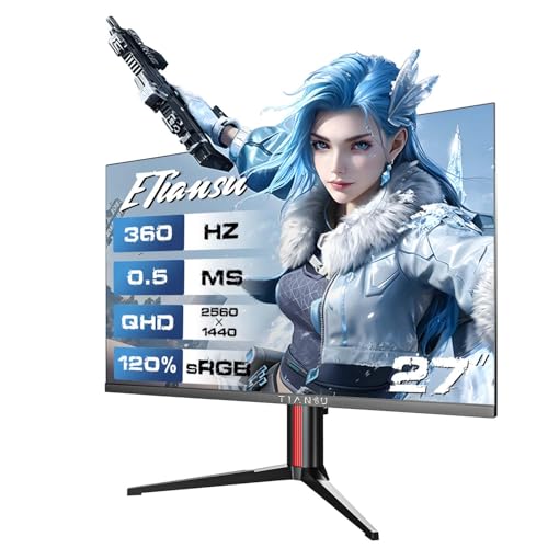 ETiansu 27' 360Hz Gaming Monitor, 2K QHD (2560x1440) Fast IPS 0.5ms, 120% sRGB HDR400, FreeSync...