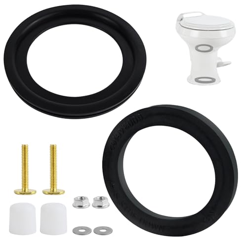 Image of 2 Pcs RV Toilet Seal,with Mounting Hardware Kit Fit 385311652 Caravan Toilet Replacement Seal and 385311658,Compatible with Dometic 300 /310 /320 Series Flange