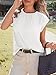 Tankaneo Womens Cap Sleeve Tank Tops Summer Pleated Elastic Crew Neck T Shirts Casual Loose Fit Basic Tees White