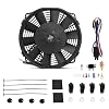 Universal 8-Inch Slim Electric Radiator Cooling Fan Kit 12V 80W with Thermostat, Relay, Wiring Harness & Mounting Kit, Universal Fit Black