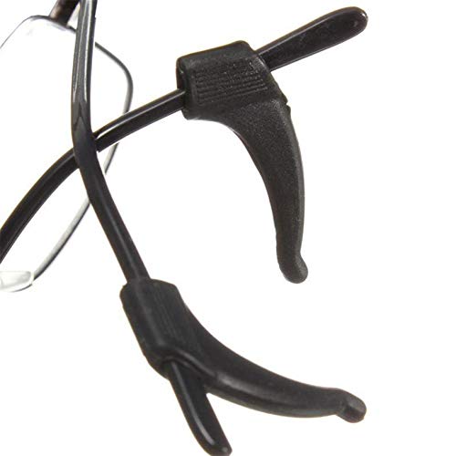 GUYAQ 5 Paires de Lunettes Porte-Lunettes Anti-dérapant Bouchons de Lunettes poignées d'oreille retenue Lunettes Accessoires Lunettes en Silicone Crochets d'oreille Manchons antidérapants,Noir
