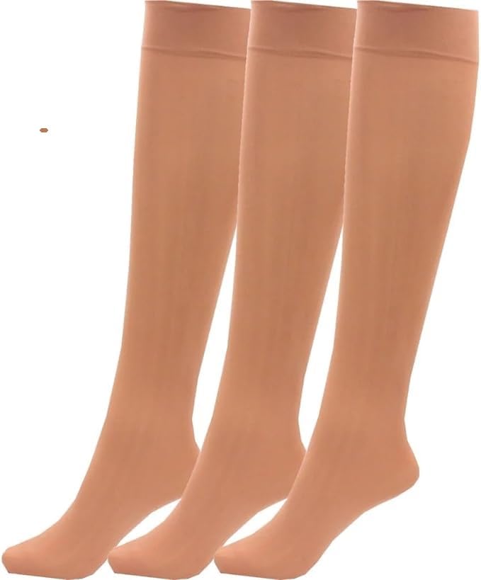 3 Pairs Women's Pop Socks Knee High Trouser Socks Opaque Nylon Microfibre Girls Trouser Pop Socks Breathable Com-fort One Size UK(4-7)