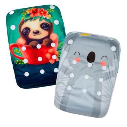 Kawaii Baby Swim Cloth Diapers, Washable Reusable One Size Adjustable To Fits 10-40 Lbs Boy & Girl Baby Shower Gifts Swimming Lessons 2-Pack Sloth & Bear #TOP6