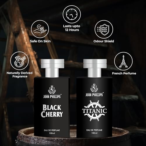 Image of John Phillips Blackcherry & Titanic 100 ml + 100 ml Eau De French Perfume For Men