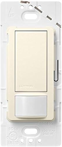 Miniatura 33 de Lutron Maestro Interruptor de luz con sensor de movimiento y placa de pared para baño, garaje, lavandería, cualquier bombilla, sensor de ocupación y