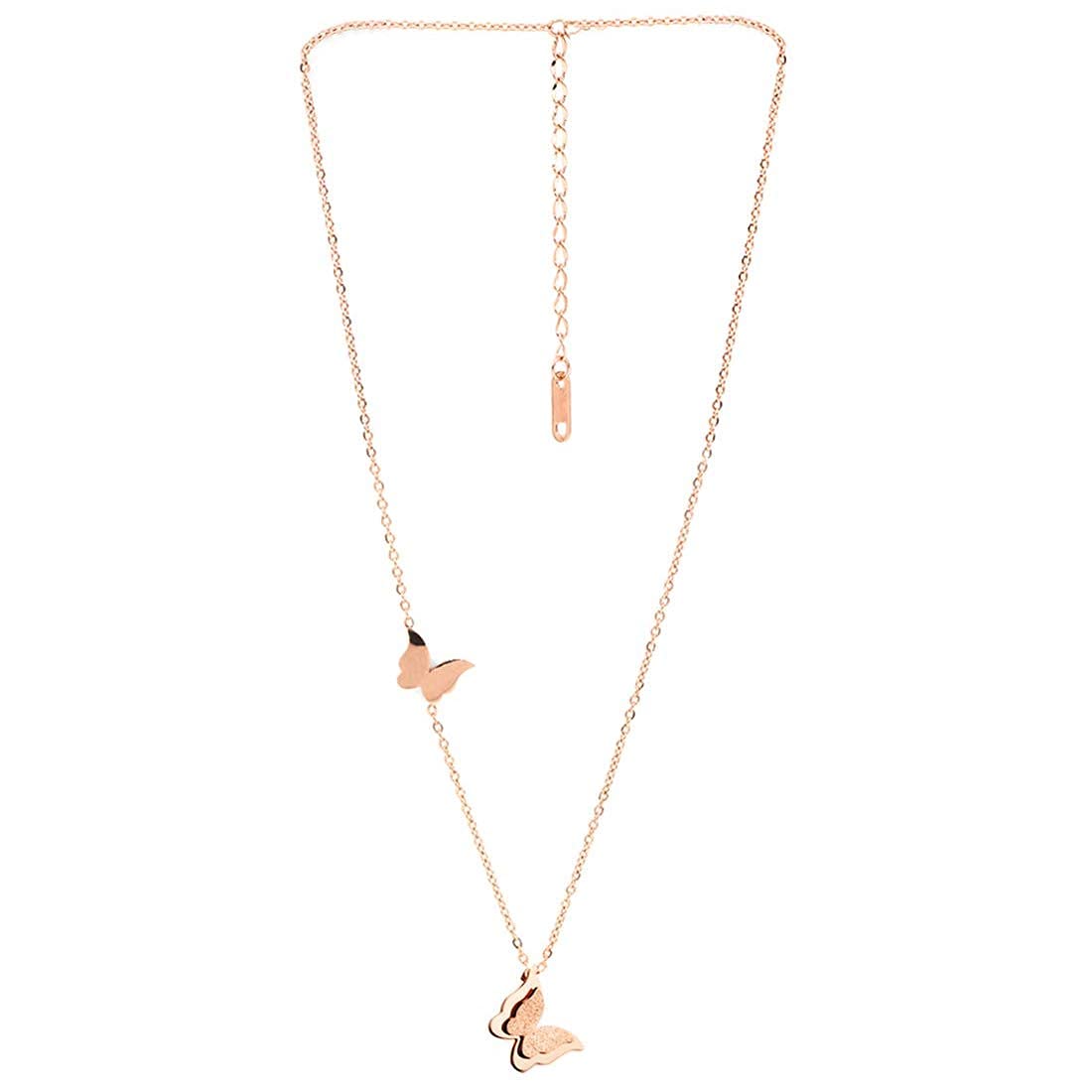 Pendant for Women and Girls Rose Gold Pendant Necklace for Women Western Stainless Steel Butterfly Long Chain Pendants Jewellery for Women Birthday Gift for Girls Anniversary Gift for Wife-310-image-1