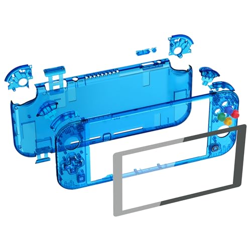 Image of eXtremeRate Crystal Clear Blue DIY Replacement Shell for Nintendo Switch Lite, NSL Handheld Controller Housing w /Screen Protector, Custom Case Cover for Nintendo Switch Lite [Controller NOT Included]