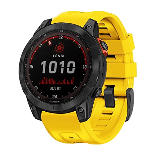 Bracelet en silicone 22mm jaune pour Garmin Fenix 7 et 6 Pro - 2