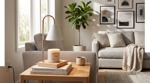 Mikasa 13.4 Inch Electric Candle Warmer with Metal Shade - White Lamp Warmer for Jar Candles, Flameless Fragrance Diffuser with 50W Halogen Bulb, Wood Base, Home Decor for Living Room and Bedroom by Mikasa - Image 3