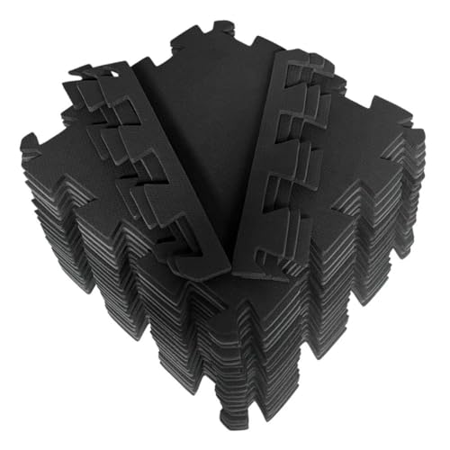 Kit 12 Placas Tatame Tapete EVA Preto 50x50x1cm para Treino em Casa, Academia, Yoga
