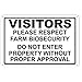 CCPARTON Metal Sign Visitors Please Respect Farm Biosecurity Sign Please Do Not Enter Without Proper Approval Signs Warning Sign Caution Aluminum Tin Sign Traffic Road Street sign for Home Cafe Bar 8x12 Inches