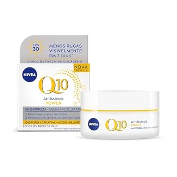 NIVEA Creme Facial Antissinais Q10 Power Dia FPS 30 50g - Reduz rugas e linhas de expressão, hidrata intensamente e é adequado para peles sensíveis, uso diurno