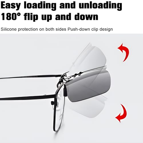 Image of Clip on Polarized Night Vision Driving Glasses Flip up Sunglasses UV-400 to Wear Over Glasses for Night Driving