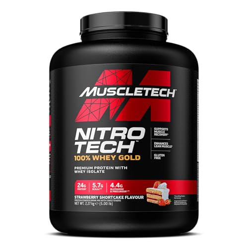 MuscleTech NitroTech - Proteína en polvo 100% Whey Gold, construye masa muscular, proteína aislada de suero en polvo y péptidos, batido de proteínas para hombres y mujeres, 5.7 g BCAA, 71 porciones