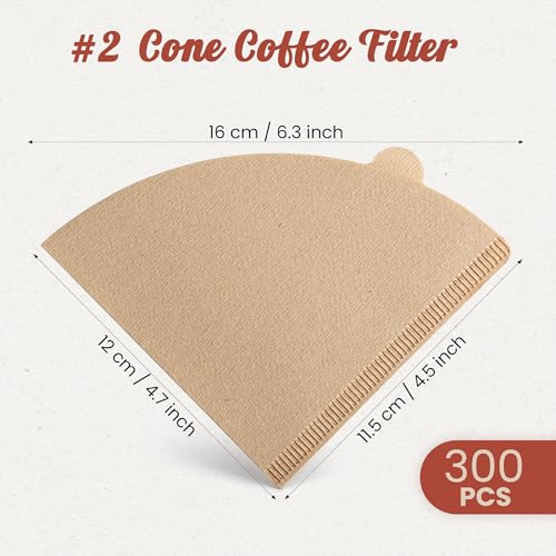 Image of 300Pcs Coffee Filters #2, Disposable Unbleached V60 Coffee Filter 2-4 Cup