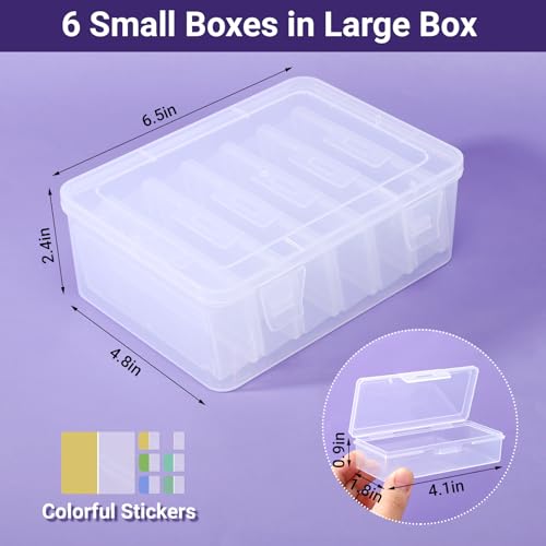 Image of Cosics Bead Organizers and Storage, Clear Plastic Bead Storage Containers with Lid, 6 Mini Rectangles Boxes for DIY Jewelry, Bracelet Making, Stickers, False Nails, Screws, Seeds