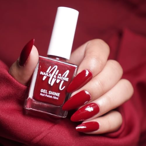 Image of Nails & More Beet Red Nail Polish, Argan Oil-Infused Gel Shine, Unique Red Nails, Trendy Nail Color | 10ml