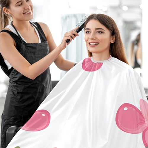 Capa profesional impermeable para cortar cabello Cute Cherries con lazos, con cierre ajustable de broche para peluquería y estilismo miniatura 7