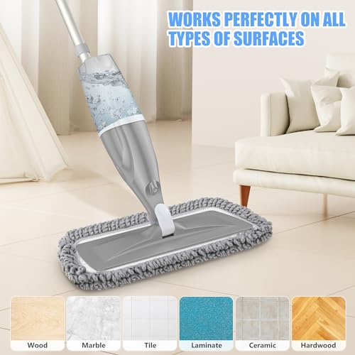 Wischmopp mit Sprühfunktion – EXEGO Bodenwischer mit Sprühmopp Spray Mop Floor Mop mit 3X...