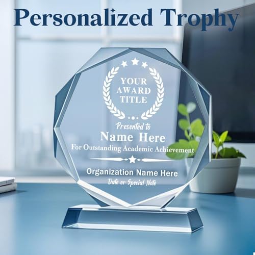 Personalized Trophy Award - Plaques Personalized Engraved - Custom Crystal Awards and Trophies for Employee Recognition, Event, Sport, Competition - Coworker Employee Appreciation Gifts (Outstanding) - 4