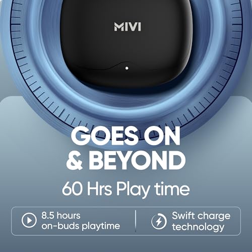 Image of Mivi SuperPods Studio ANC TWS Ear Buds Wireless, 38dB Quad Mic Noise Cancellation, Hi-Res Audio with LDAC, 3D Soundstage, Up to 60H Playback, Bluetooth True Wireless Earbuds