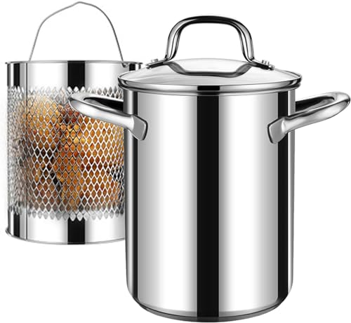 AYCDL 304 Stainless Steel Deep Frying Pot with Strainer, Fryer Pan Oil Frying Pot Cookware Large Capacity Soup Pot Induction Cooker Gas Kitchen
