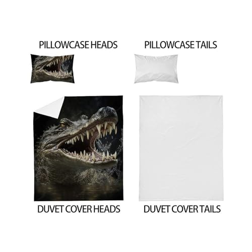 Housse de couette crocodile imprimé 3D animaux land microfibre fermeture éclair - 5