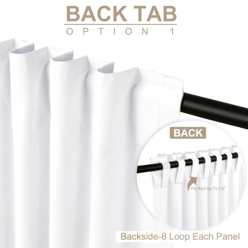 Image of 100% Blackout Shield 100% Polyester Blackout Curtains for Bedroom 63 Inches Long, Back Tab /Rod Pocket Living Room Drapes, Thermal Insulated Blackout Curtains 2 Panels Set, 50 inch W x 63 inch L, Bright White