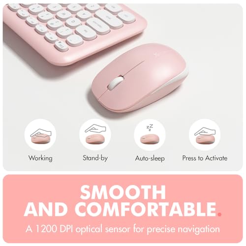 Image of X9 Performance - Colorful keyboard and mouse combo 2.4GHz wireless connectivity, transform your space with a cute wireless keyboard and mouse set (110 keys and 18 shortcuts) for PC and Chrome, Pink
