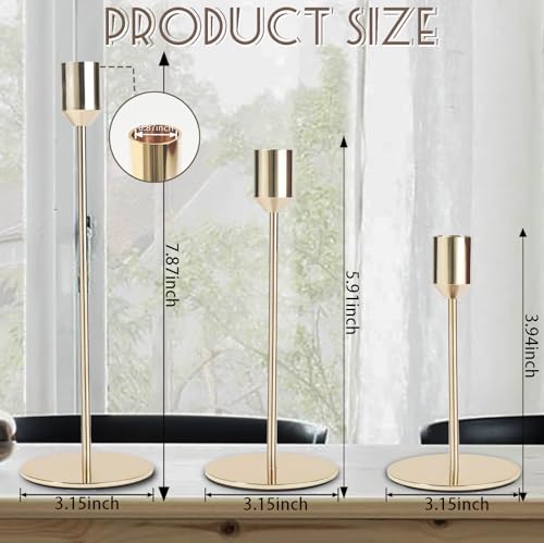 Gold Candlestick Holders Bulk,Taper Candle Holder for Candlesticks Gold Brass Vintage Candle Stick Candle Holder Decorative Candle Holders for Wedding Home Party Table Decor (Set of 54) by Zrlljp - Image 3