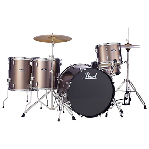 Pearl Roadshow Drum Set 5-Piece Complete Kit with Cymbals and Stands, Bronze Metallic (RS525WFC/C707)