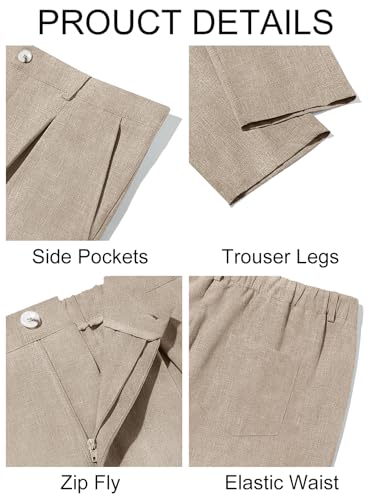 Image of Runcati Mens Casual Pants Elastic Waist Lightweight Loose Pleated Slacks