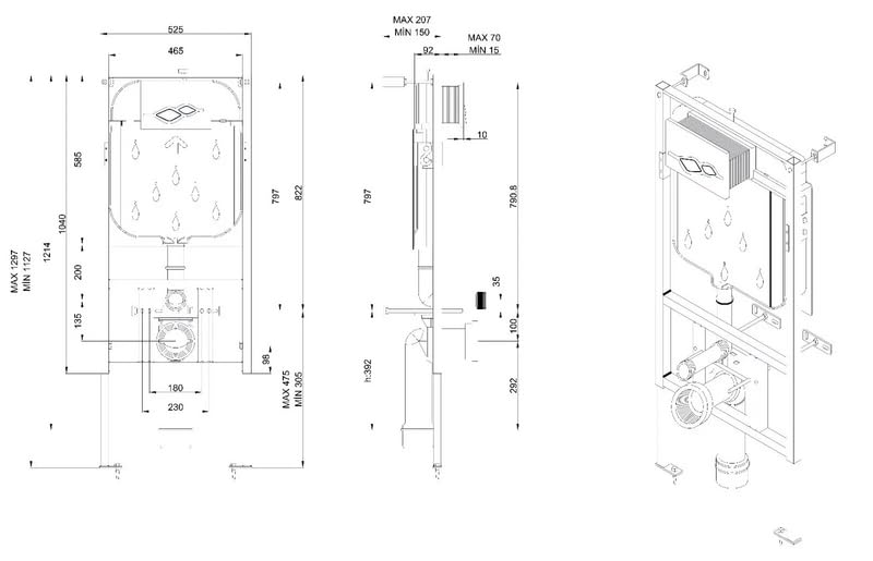 Wand WC Komplettset VIGOUR one mit CREAVIT Vorwandelement | Unterputz-Spülkasten, WC-Sitz mit Edelstahl-Scharnieren, Terra Betätigungsplatte, 2-Mengen-Spülung & Montagematerial, Weiß